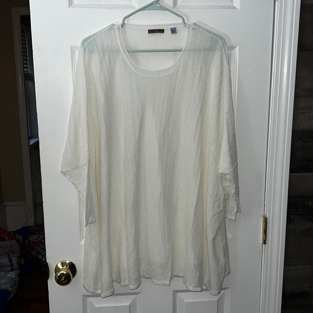 Cullen Sheer Knit Boxy Off White Coverup Size M/L